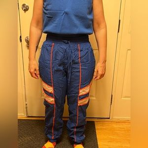 Track pants/joggers; Wild Fable; royal blue, orange and white.